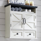 ACCOHOHO Bathroom Wall Cabinet, Farmhouse 24" Wide Medicine Cabinet with Drawer, Adjustable Shelf, Double Barn Doors, Storage Cabinets for Bathroom, Kitchen, Living Room, Off White