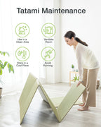 FULI Japanese Tatami Mattress, Foldable Igusa Rush Grass, Natural, Twin XL | Tatami Rug, Japanese Floor Mattress Mat, Made in Japan, 0.5 in thick, firm woven surface, tri-fold design