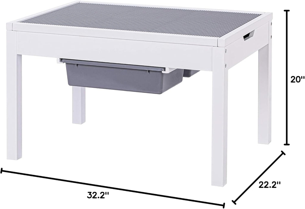 UTEX Large 2 in 1 Kids Construction Play Table with Drawers Built-In Baseplate