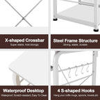 soges Baker's Shelves, Kitchen Shelf, Standing Shelf, Microwave Holder, Baker's Shelf, Household Shelf with 3 Shelves, Multifunctional Kitchen Shelf Storage, Side Trolley, White