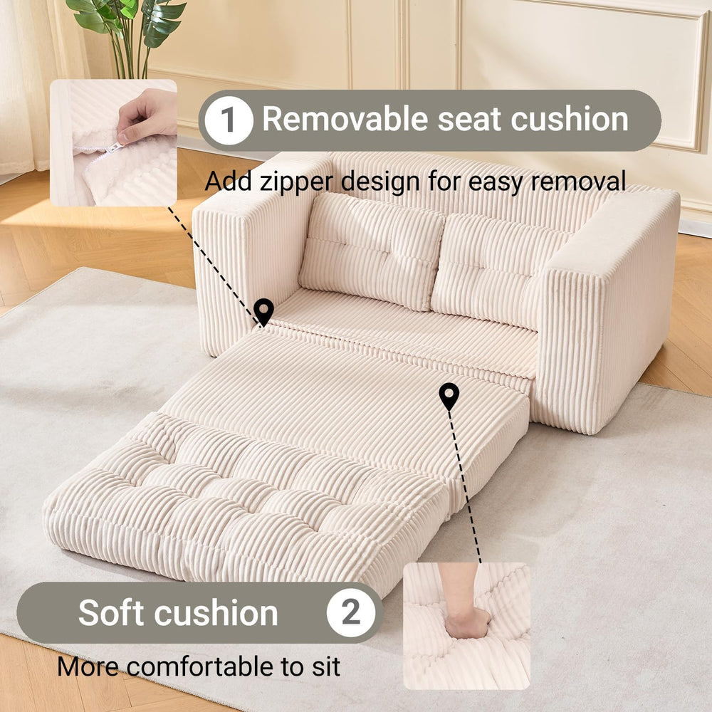 Fefances 55.1” Sofa Bed, 2-in-1 Convertible Loveseat & Folding Futon Couc...