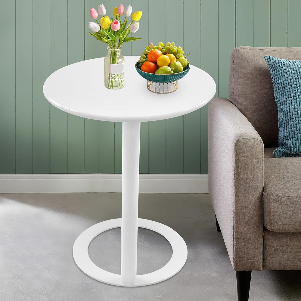 C-Shaped Round End Table for Couch, Mental Side Table Sofa Tables Slide Under...