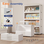 150GAL Extra Large Storage Bins with Lid, 600QT Collapsible Organizer with Wheels, Stackable Closet Cabinet with Doors, Folding Storage Containers for Home, Office, Kitchen, 3Pack White