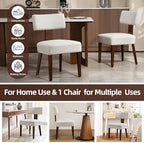 Dining Chairs Set of 8, Fabric Upholstered Wood Kitchen Chairs, Armless Linen Curved Backrest Accent Chair Farmhouse Modern Dining Chairs with Foot Pad for Kitchen/Living Room/Restaurant/Cafe-Beige
