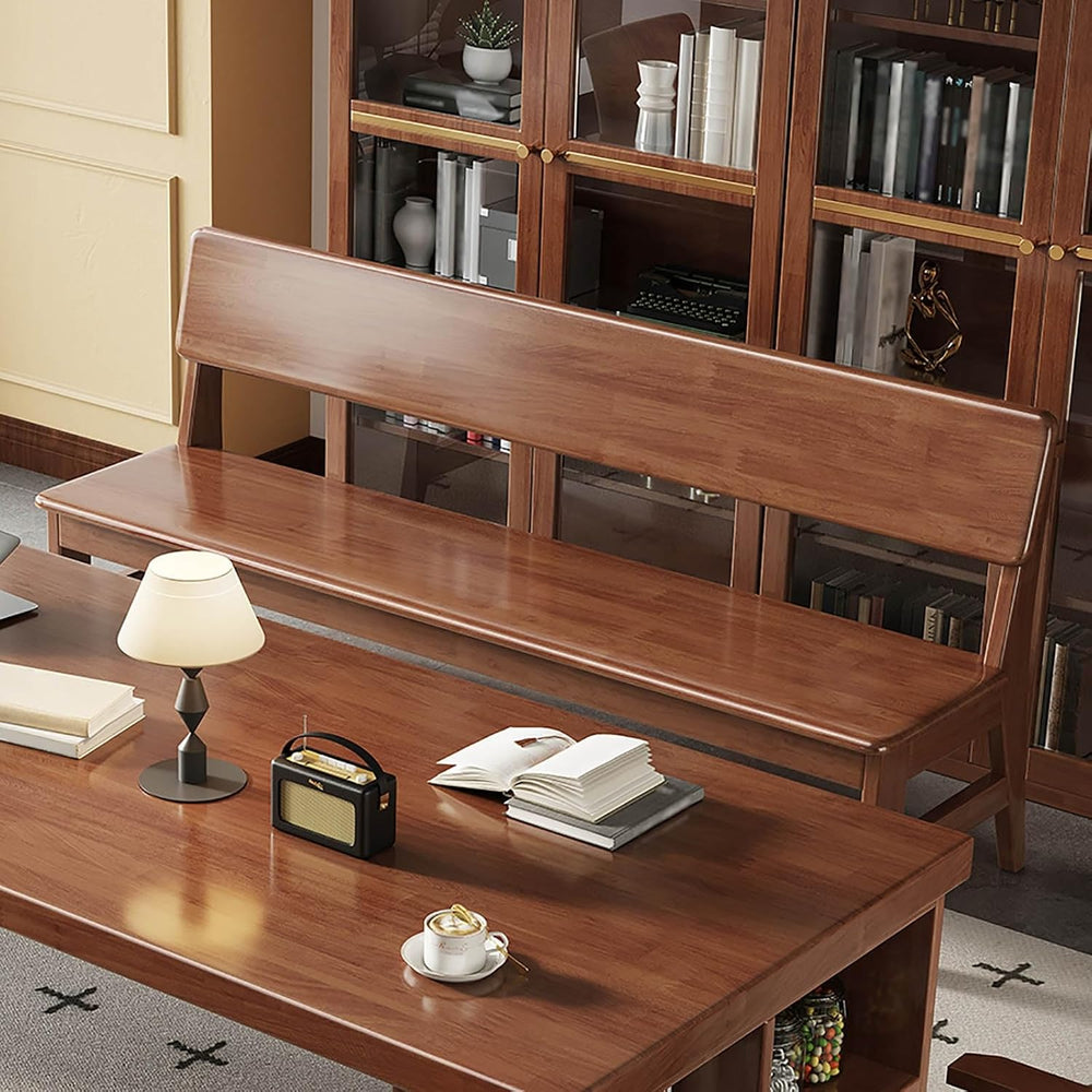Farmhouse Wood Dining Bench 47.2/55.1/63in Kitchen Bench with Back Shoe Bench...