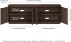 Henn&Hart Fluted TV Stand for TVs up to 75" with 2 Concealed Ribbed Storage Cabinets and Adjustable Shelves for Living Room, Family Room, or Office, Warm Brown