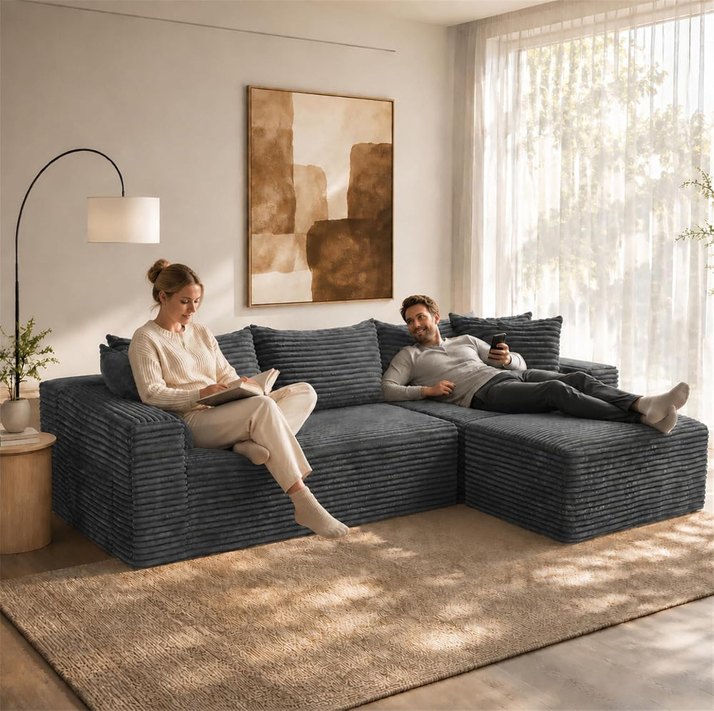 Cloud Sectional Couches with Oversized Chaise for Living Room, Modular L Shap...