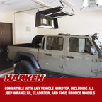HARKEN - Truck Cap Overhead Garage Storage Hoist, Self-Leveling, Safe Anti-Drop System, Easy One-Person Operation, Smart Garage Organization - 7806