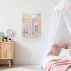 Dahey Macrame Bow Holder Hanging Hair Bow Organizer for Baby Girls Boho Wall Decor Handmade Headband Holder with wood beads Storage Hair Clips for Baby Nursery Room,1 PCS, Clips and Bows Not Included