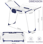 APEXCHASER Clothes Drying Rack Foldable - Drying Rack Clothing Large Space, Winged Laundry Rack with Sock Clips for Hanging Towels Clothes Dress Bedding Indoor Outdoor, White