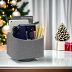 UnionBasic Rotating Desk Organizer, 360 Degree Desk Spinning Caddy, Desktop TV Guide/Mail/Media/Remote Controller Holder Organizer, Grey Linen Texture