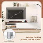 Tangkula White TV Stand with 2 Wall Shelves, Modern Entertainment Center for TVs up to 80 Inches, TV Cabinet with 2 Storage Compartments and Cabinet, Media Console Table for Living Room (White, 3 pcs)