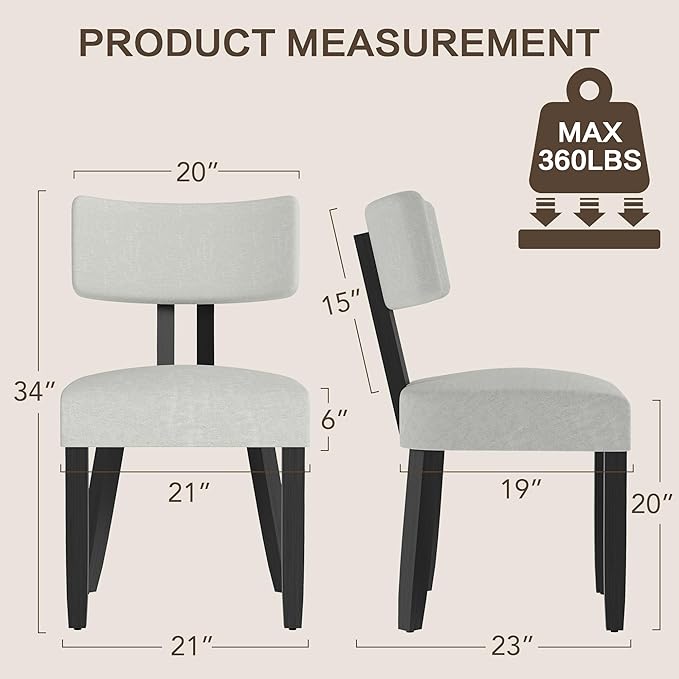 GOTMINSI Mid Century Modern Dining Chairs,Velvet Farmhouse Upholstered Kitchen Chairs, Accent Curved Backrest Dining Room Chairs with Hardwood Legs (Beige, 4PCS)