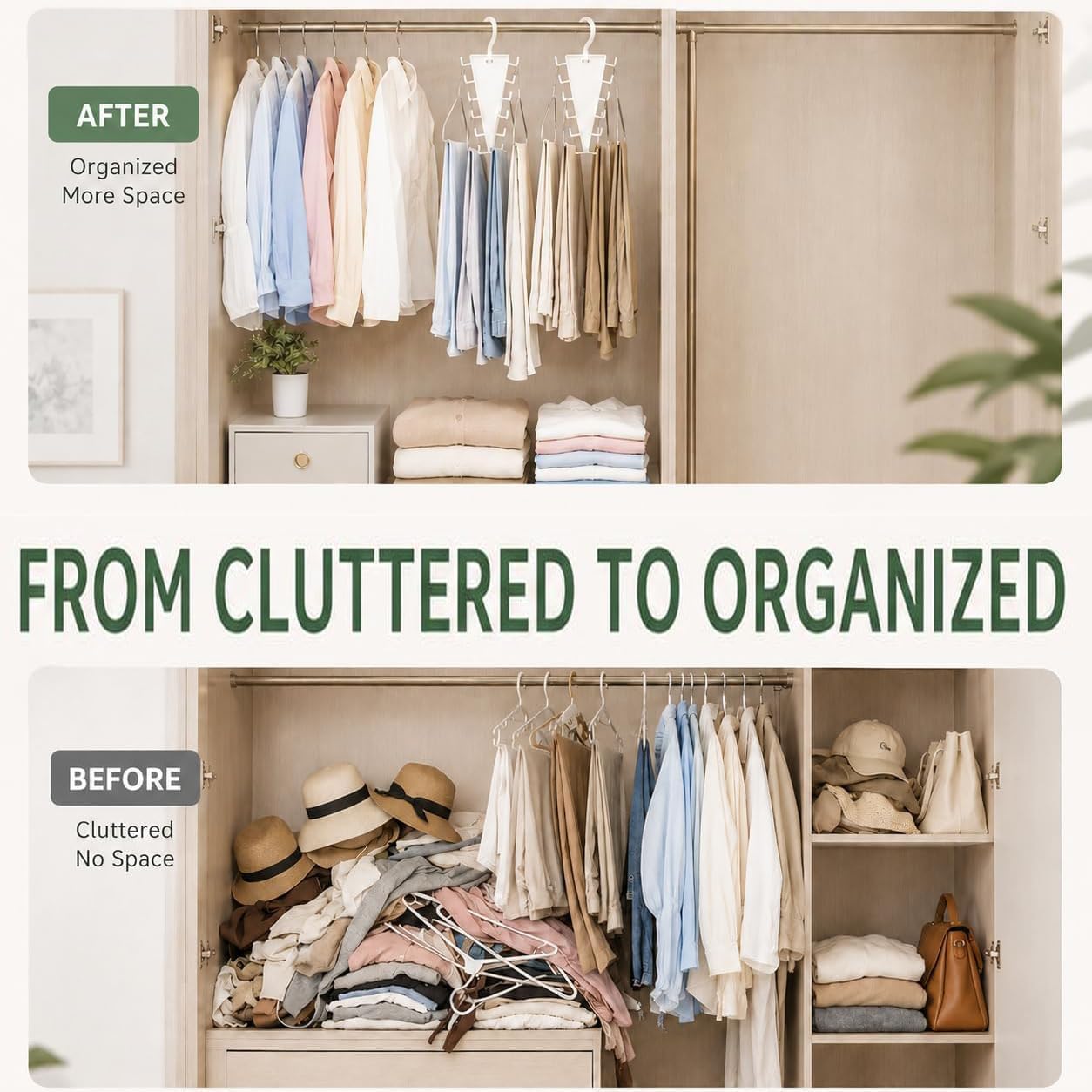 V Shaped Double-Sided Closet Organizer Hanger, 360° Rotating Multi-Layer Vertical Clothes Storage Rack with 12 Hooks, Space Saving Organizer for Hats, Scarves, Belts, Bags and Ties (8PC)