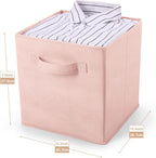 MaidMAX Fabric Storage Bins 10.5×10.5×11, Foldable Cloth Cube Storage Bins for Home Bedroom Closet Drawers Organizer, Pink, Set of 6 | Set of 6 Cloth Cube Storage Bins for Home Bedroom Closet Drawers Organizer Sturdy Handles for Easy Access