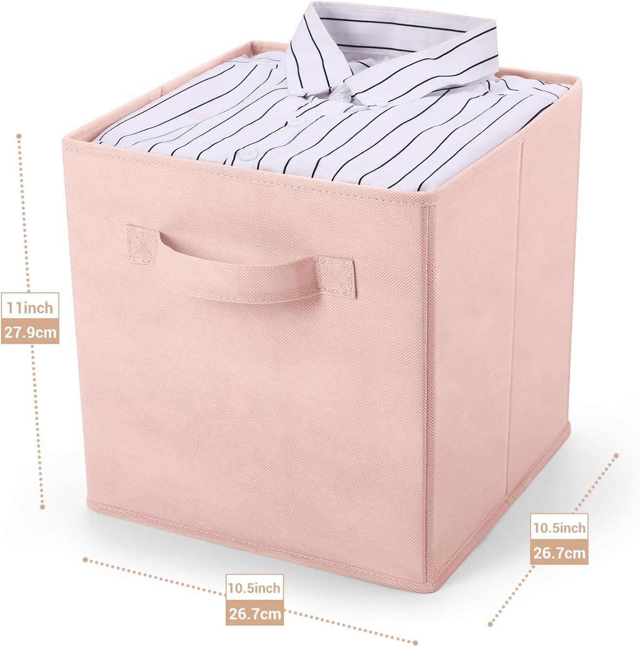 MaidMAX Fabric Storage Bins 10.5×10.5×11, Foldable Cloth Cube Storage Bins for Home Bedroom Closet Drawers Organizer, Pink, Set of 6 | Set of 6 Cloth Cube Storage Bins for Home Bedroom Closet Drawers Organizer Sturdy Handles for Easy Access