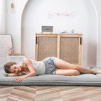 MAXYOYO Japanese Floor Mattress Futon Mattress, 4" Thicken Tatami Mat Sleeping Pad Foldable Roll Up Mat Boys Girls Dormitory Pad Kids Floor Lounger Pillow Bed, Charcoal Grey, Queen Size