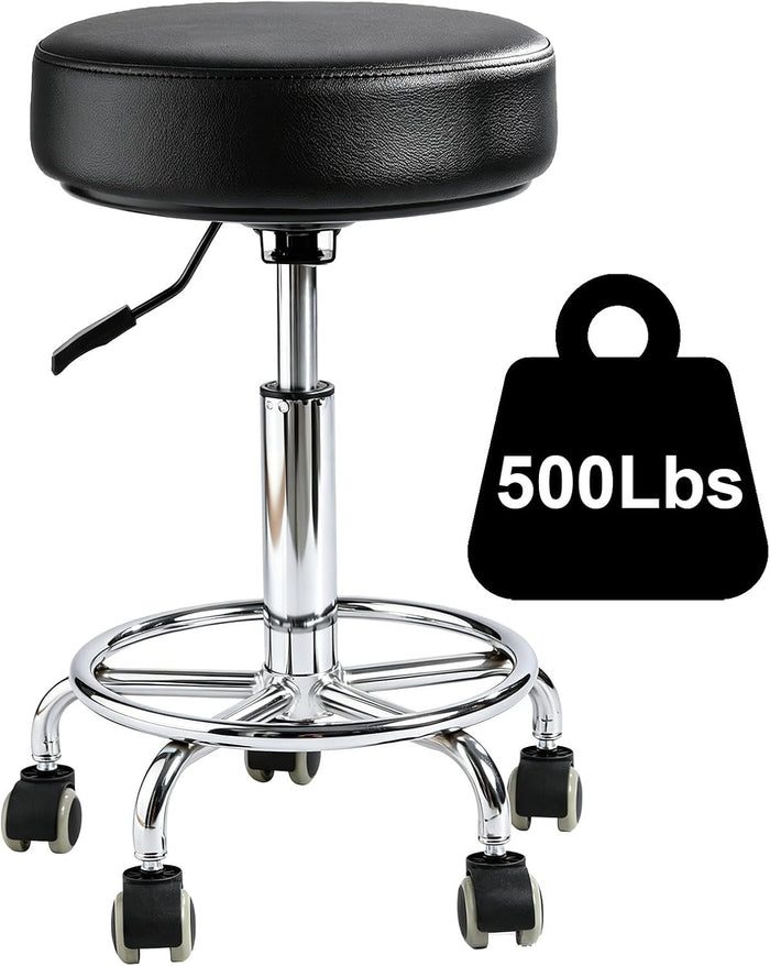 500lb heavy-duty Rolling Stool with Wheels,9.5cm thick Comfort cushion