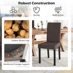 COSTWAY Fabric Armless Dining Chairs Set of 4, Upholstered Kitchen Side Chair w/Rubber Wood Legs, Padded Seat & High Backrest, Mid-Century Modern Accent Chairs for Living Room Restaurant (Brown)