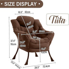 Tiita Lazy Chair, Modern Large Accent Lounge Armchair, Comfy Leisure Sofa Reading Chair with Footrest for Bedroom, Living Room, Dorm Rooms, Garden and Courtyard, Brown