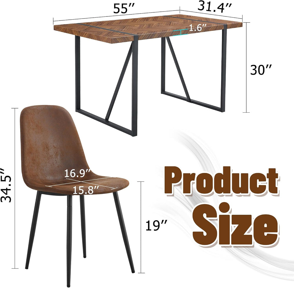 FURNITO 55" Dining Room Table Set for 4, Mid Century Modern Dining Table...