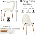 Dining Kitchen Chairs Set of 4, Modern Upholstered Living Room Chairs White Comfortable Teddy Fabric Bedroom Chairs, Space Saving Dining Side Chairs for Apartment, Restaurant