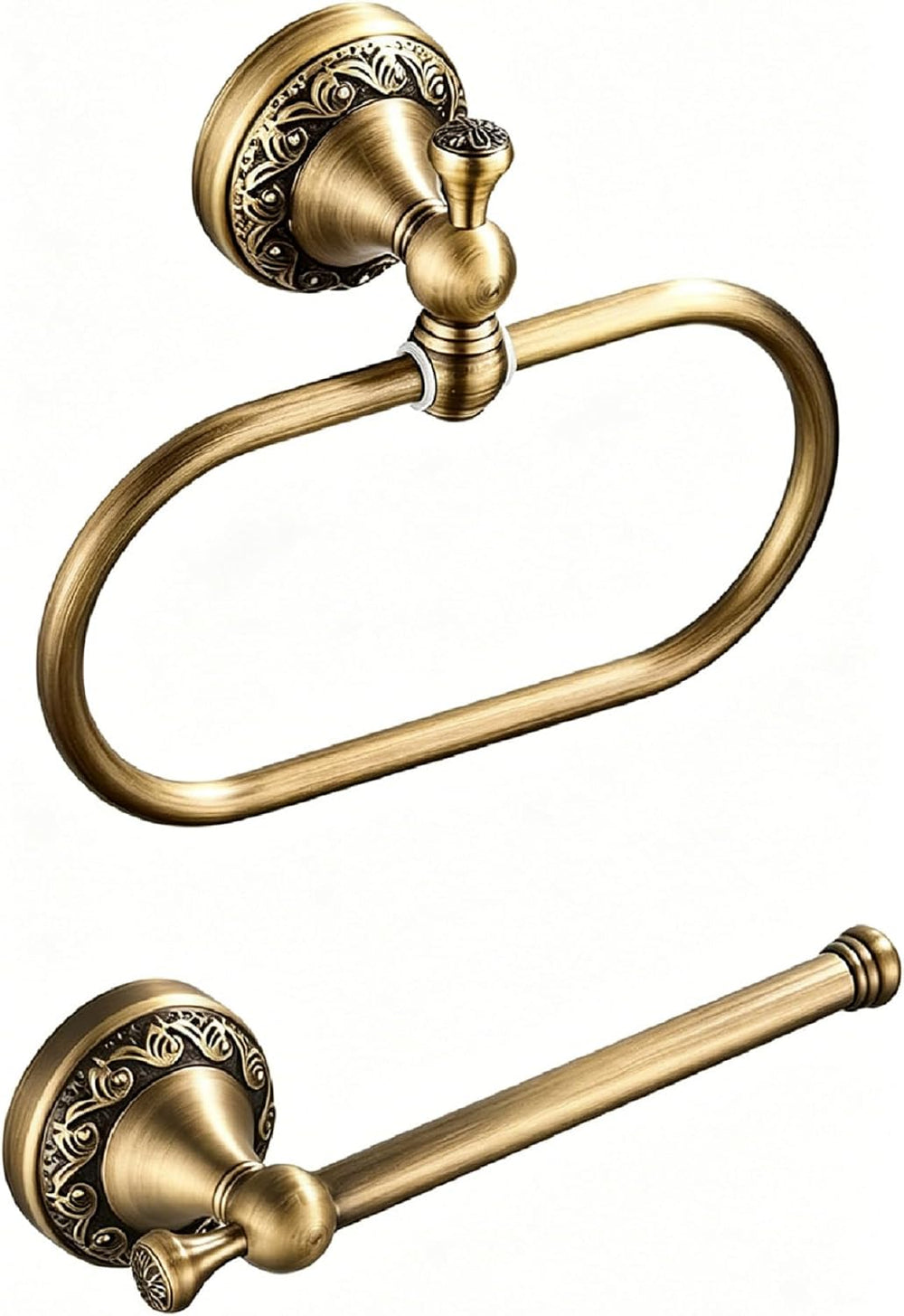 WOLIBEER Antique Brass Toilet Paper Holder, Brass Towel Ring Oval, Hand Towel...