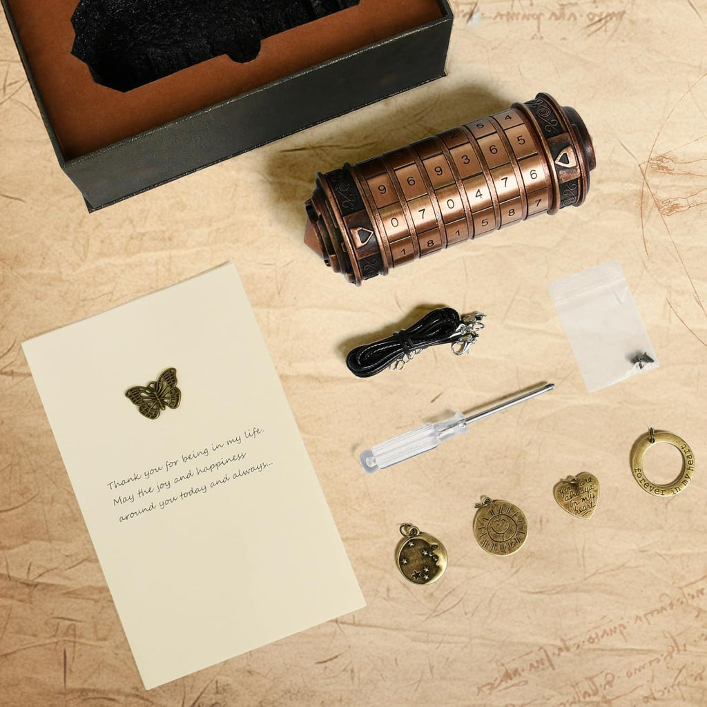 Da Vinci Code Numeric Cryptex Money Puzzle Box for Cash Gift, Jewelry Box with Hidden Compartment, Unique Puzzle Gift for Adults Brain Teaser Valentine’s Day Wedding & Anniversary Present