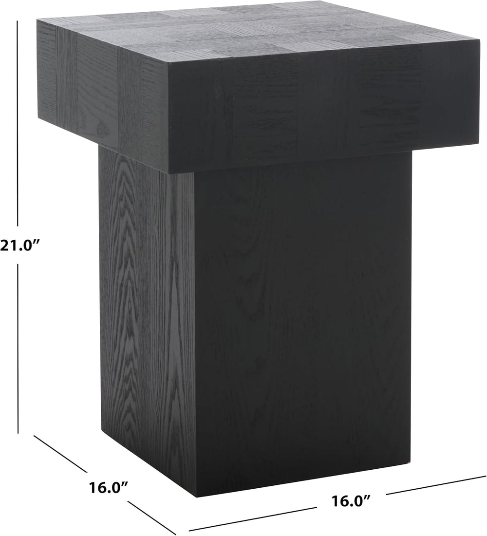 SAFAVIEH Home Collection Hamona Black Square Top Pedestal End Table