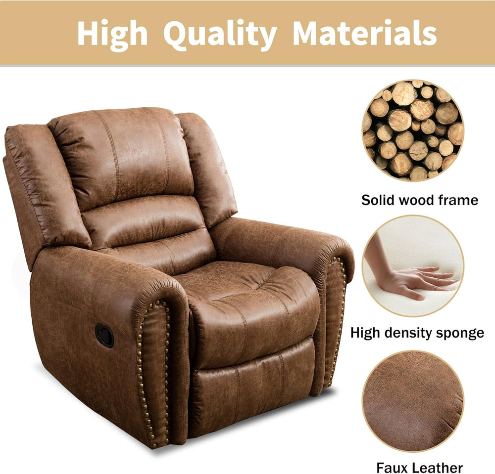CANMOV Leather Recliner Chair, Classic and Traditional Manual Recliner Chair ...