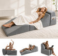Yoga Chaise Lounge Chair Indoor, 3-in-1 Convertible Boneless Couch Bed | Corduroy Floor Sofa with Memory Foam, Zero Gravity Curved Design, No Assembly Required, for Bedroom, Living Room, Reading