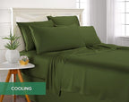 Queen Sheets by Pure Bamboo, Genuine 100% Organic Viscose Derived from Bamboo Bed Sheet Set, Luxuriously Soft & Cooling, Double Stitching, Lifetime Quality Promise (Queen, Pesto)