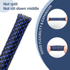 Braided Cable Sleeving, PET Expandable Braided Cable Sleeve, Flexible Mesh Sleeving Cord Management for Audio Video and Other Home Device, Cord Protector from Pets (Black Blue-2, 5/8")