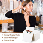 Blulu 31 Pack Wooden Earring Display Stand 7 Slots jewelry Display Holder with Earring Card for Selling Vendors Retail Show