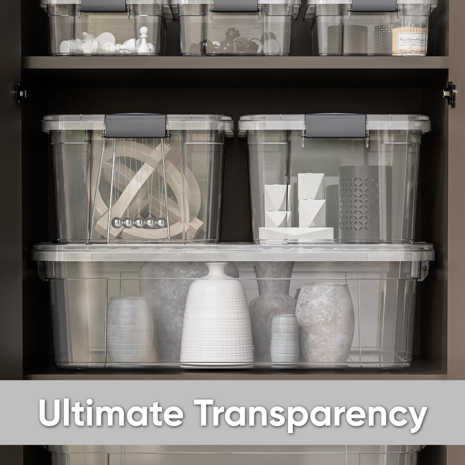 Superio Clear Storage Boxes with Lids, 4.5 Quart Plastic Container Bins for Organizing, Stackable Crates, BPA Free, Non Toxic, Odor Free, Organizers for Home, Office and Dorm, 8 Pack