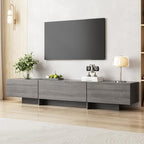 Coffee Table and TV Stand Set of 2,76.4'' Modern TV Console,Entertainment Center with 3 Drawers,Modern Oval Coffee Table with Storage, Wood Center Tables for Living Room, Bedroom, Home Office, Grey