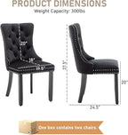 Mid Century Modern Dining Chair Set of 6 Velvet Upholstered Dining Accent Chair Farmhouse Dining Chairs with High Back and Nailhead Trim for Kitchen, Living Room, Bedroom (Black)