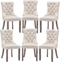 Velvet Dining Chairs Set of 6,Upholstered Dining Chairs with Ring Pull Trim and Button Back,Modern Seating for Kitchen, Bedroom & Living Room(Beige)