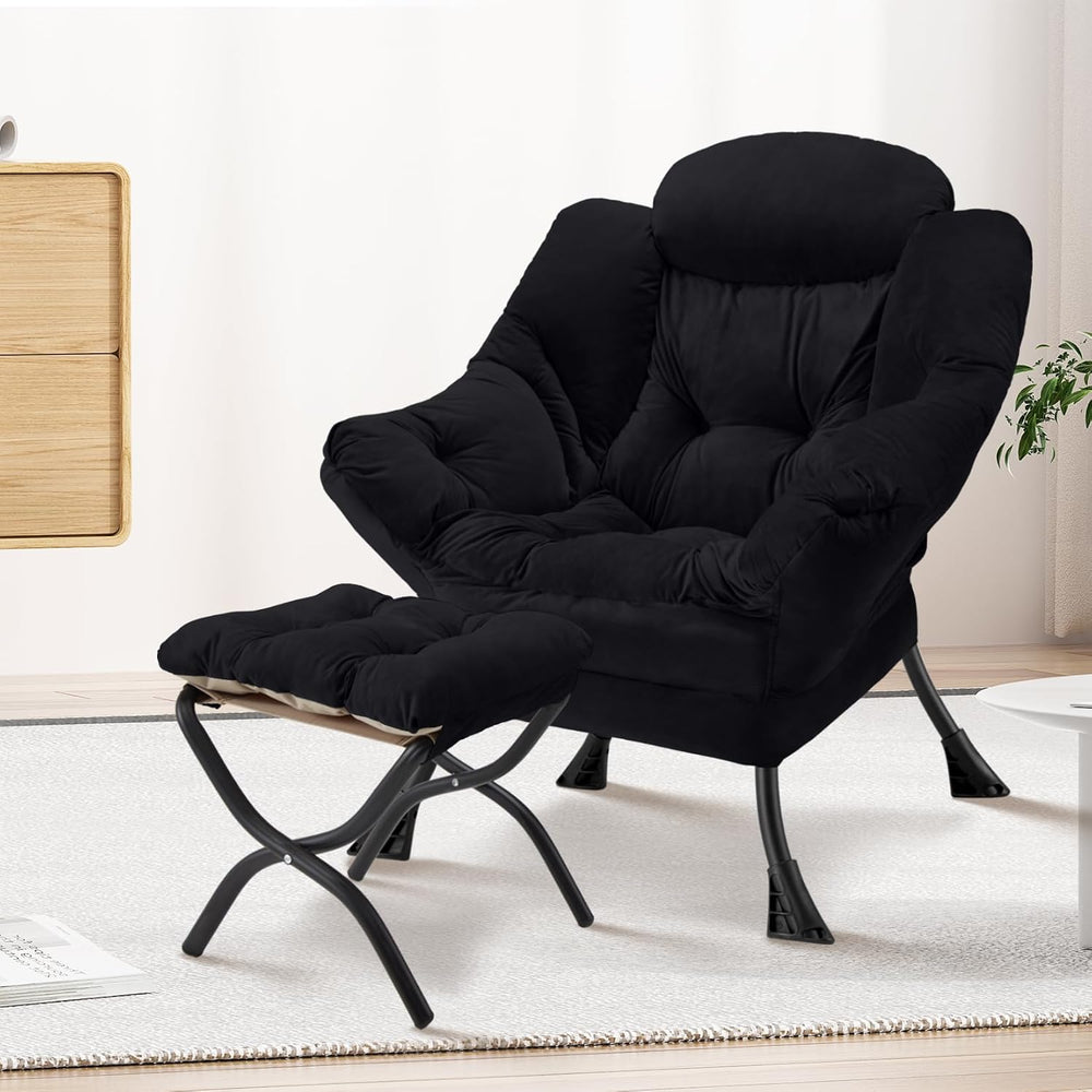 Lazy Chair with Folding Ottoman Modern Large Accent Chair,Contemporary Lounge...