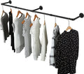 Oroonoko 72inch Industrial Pipe Clothes Rack Wall Mount For Hanging Rod Bar for Laundry Room, Closet Rod& Plant Hanger Up to Max Load 135Lb Black (72inch(1 Pack))