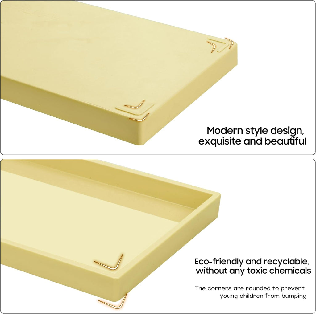 Vanity and Bathroom Tray, 9.8" ABS Countertop Organizer,Waterproof Vanity Tray for Toilet Tank,Perfume,Soap,Keys,Bathroom Accessories,Kitchen and Bath Trays,Non Slip Small Trays,Gold