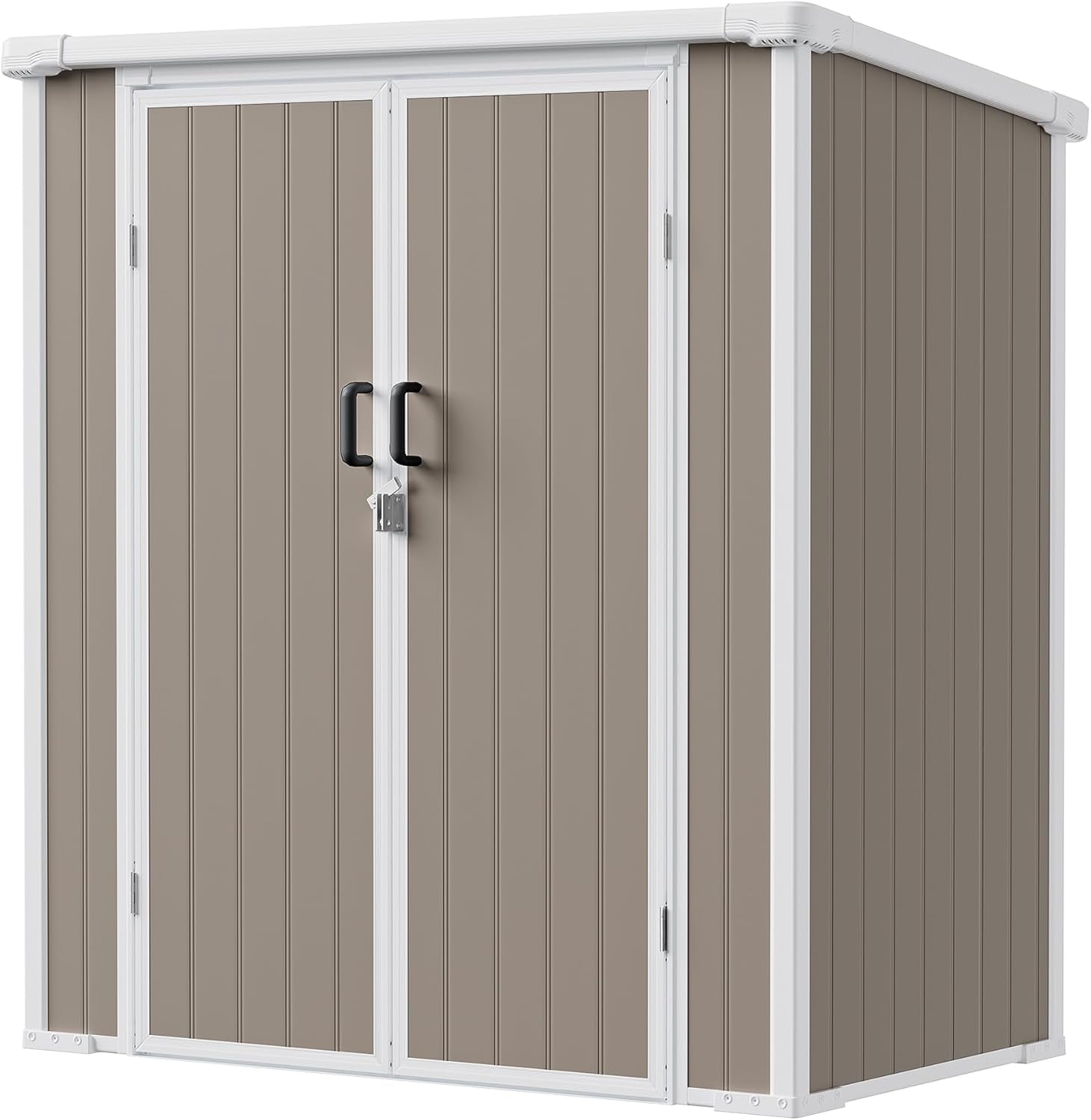 5x3 Resin Garden Sheds & Outdoor Storage on Clearance, Weather-Resistant Plastic Shed with Floor and Lockable Door for Garden Tools, Lawn Mower, Bike, Backyard Organization, Warm Gray