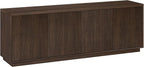 Henn&Hart Fluted TV Stand for TVs up to 75" with 2 Concealed Ribbed Storage Cabinets and Adjustable Shelves for Living Room, Family Room, or Office, Warm Brown