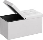 SONGMICS MAZIE Collection - 30 Inches Storage Ottoman Bench with Flipping Lid, Storage Chest Footstool, Load 660 lb, for Entryway, Living Room, Bedroom, Synthetic Leather, White ULSF45WT