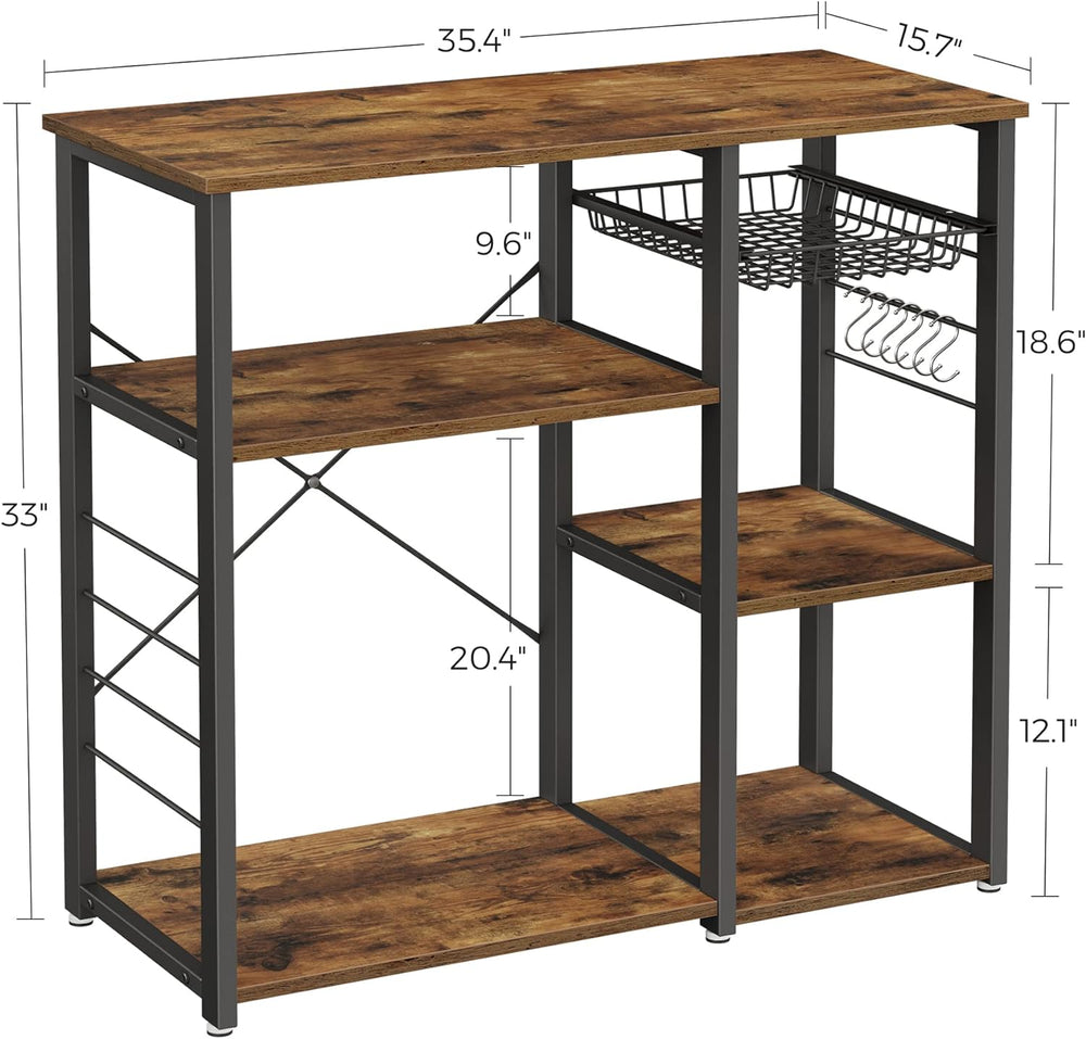 VASAGLE Baker's Rack, Coffee Bar Stand with Charging Station, 33 Inches T...
