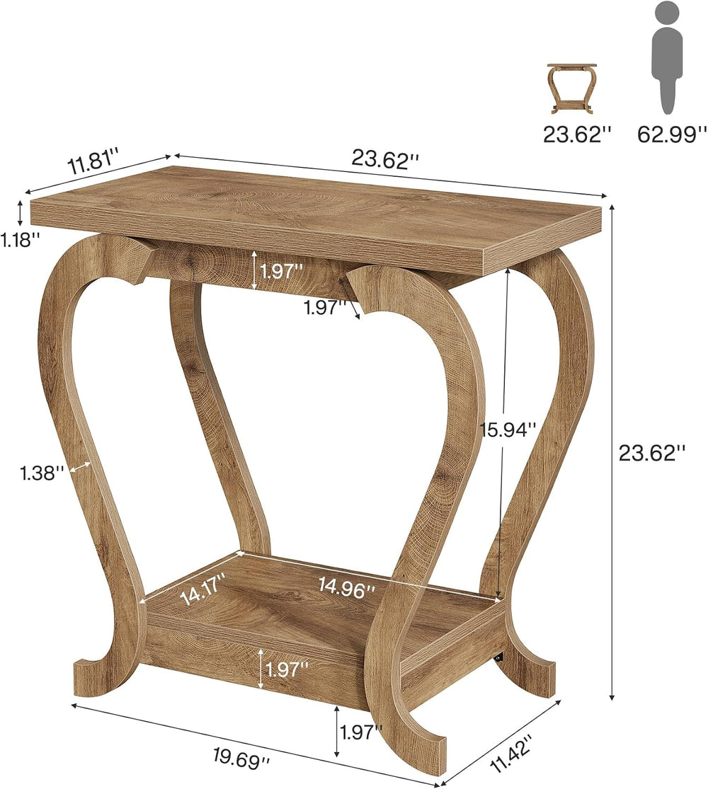 Tribesigns End Table, Narrow Wood Side Table with Storage Shelves, 2-Tier Bed...