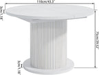 43.3 inch 59 inch Adjustable Size Round Dining Table for 4 6, Unique Design Modern Farmhouse Kitchen Table, Circle Dining Tables with Wood Strip Base for Kitchen Living Room (White)