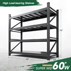 Letaya 4000LBS Storage Shelves Heavy Duty,60" W Garage Shelving Units, 4 Tier Adjustable Utility Rack Shelf,Large Metal Industrial Shelves,for Shop,Warehouse,Basement (60" W x 24" D x 70" H)