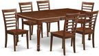 East West Furniture DOML7-MAH-W 7 Piece Dining Set Consist of a Rectangle Dining Room Table with Butterfly Leaf and 6 Wood Seat Chairs, 42x78 Inch, Mahogany
