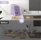 EasyPAG Mesh Desk Organizer with 3 Drawer Office Desktop Organizers and Accessories Stationery Caddy for Office, Home, Students, Purple